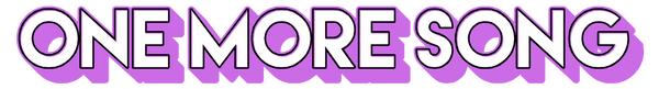 Text 'ONE MORE SONG' in purple and white on a white background